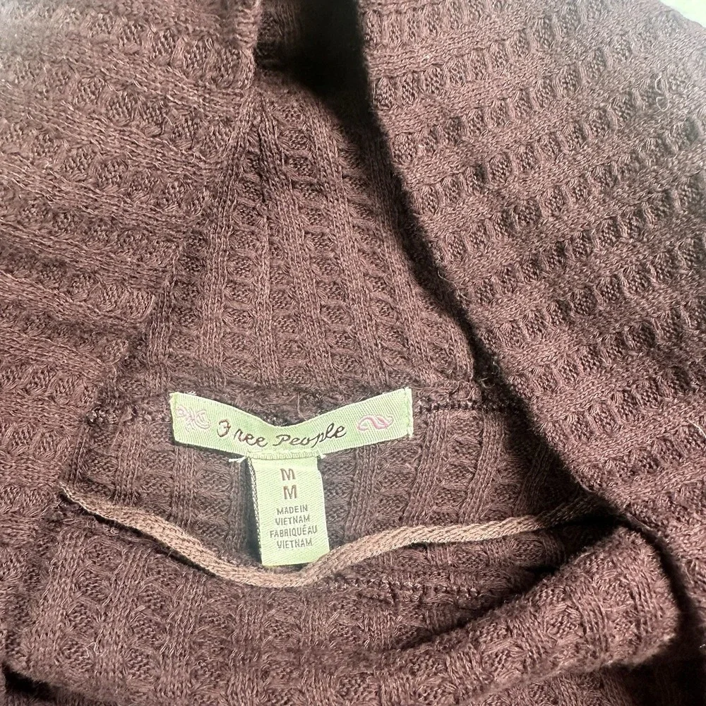 NWT Free People Juicy‎ Thermal Cowl Neck Top Burgundy Long Sleeve Boho Women's M